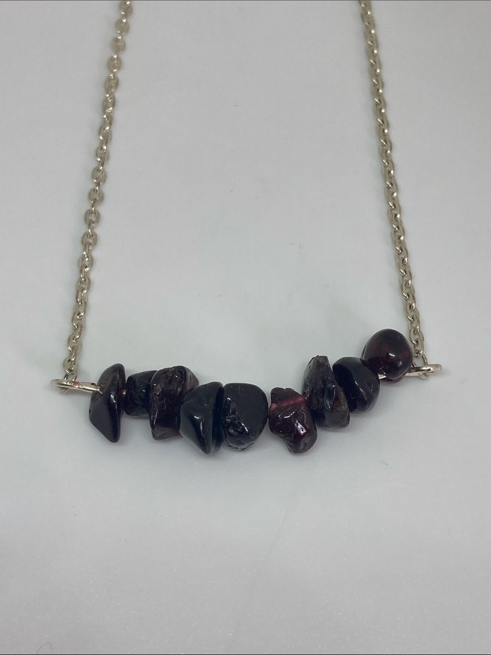 Women's Garnet Chip Bar Anklet | Genuine Red Stone Anklet Bracelet | Boho Jewelr